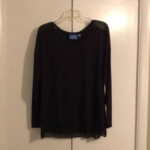 SimplyVera deep purple with black long sleeved top